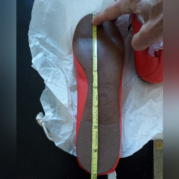 NWOB J Crew chain ballet flats, 7.5, brilliant reddish orange, made in Italy - Picture 8 of 8